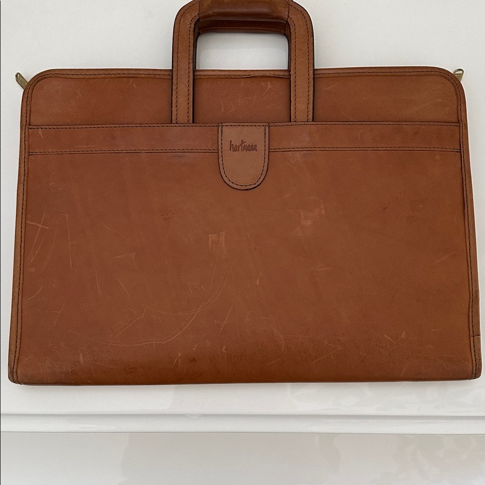 Hartmann Vintage Briefcase Document Case BeltingTan Leather Retractable Handles